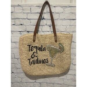 INC International Concepts Tropical Tote Beach Shoulder Bag Tequila & Tan lines